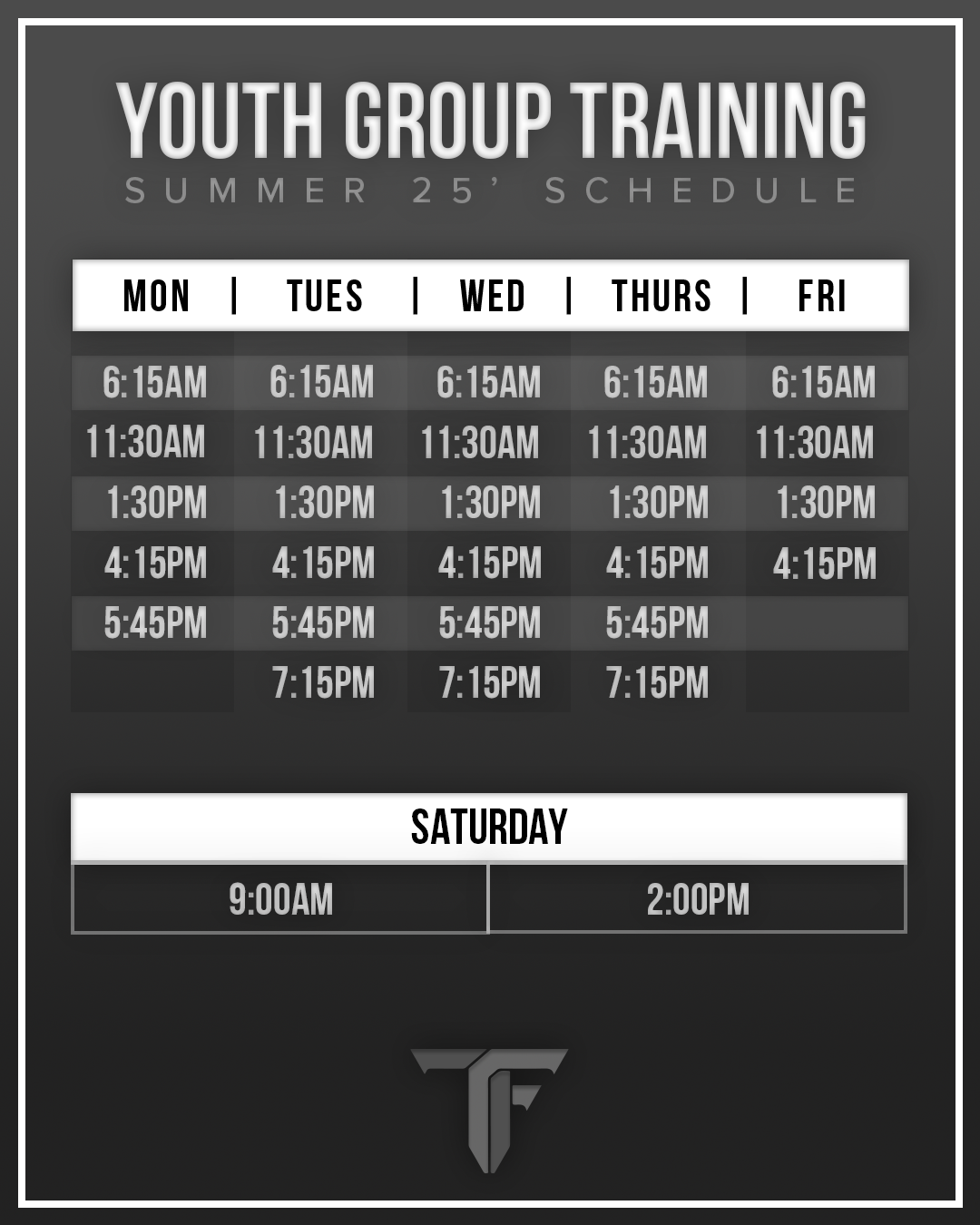 Group Training Schedule Summer 25